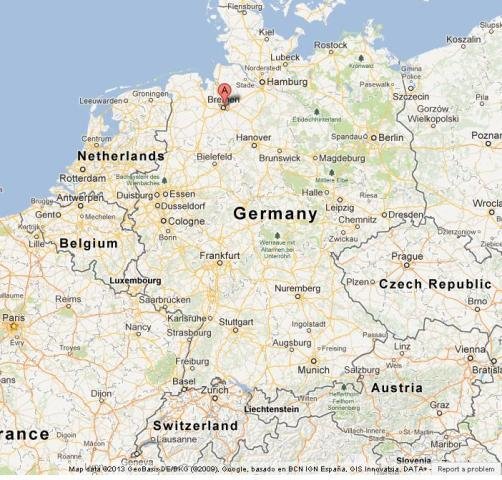 Map of Germany with Bremen marked in the north