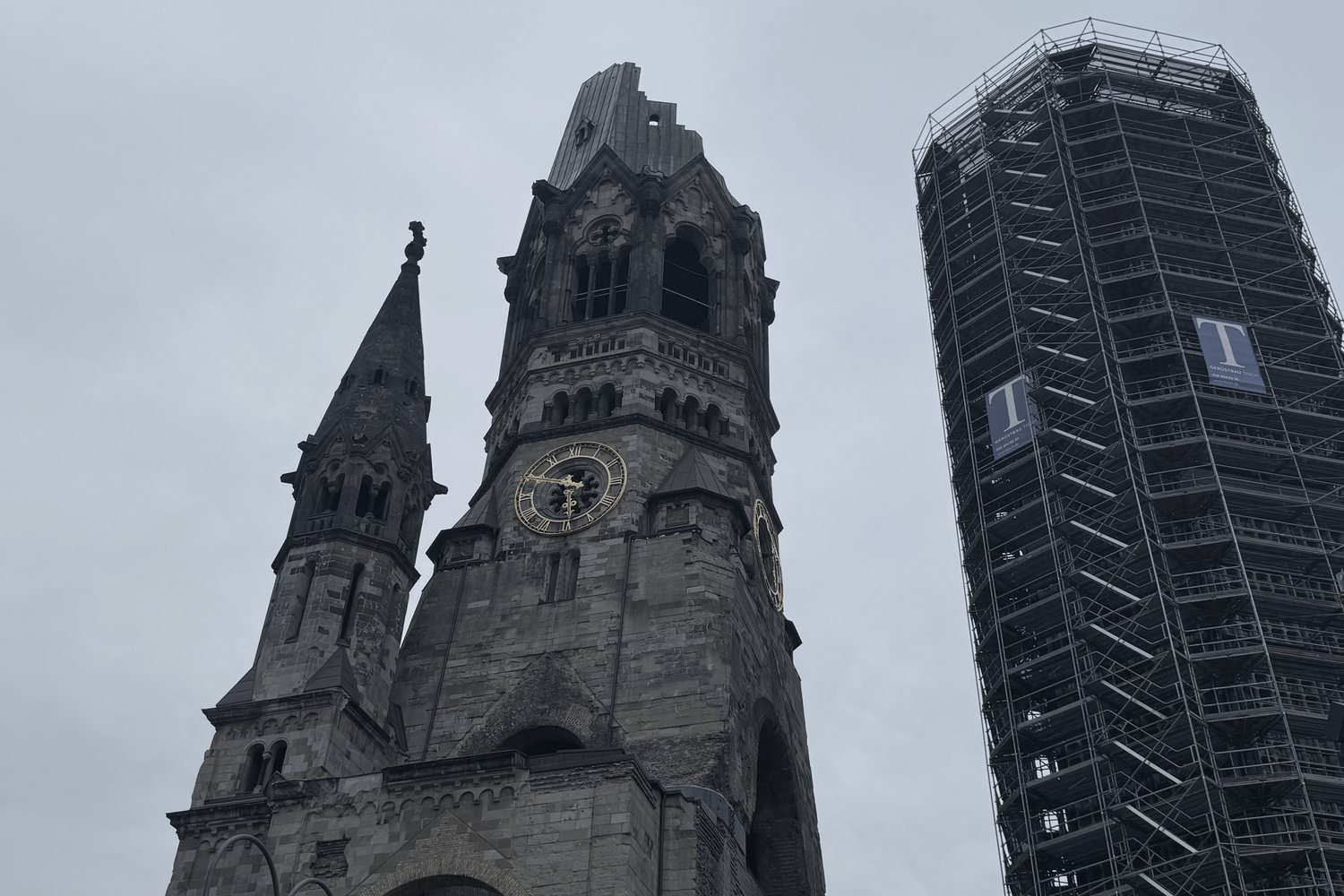 Kaiser Wilhelm Memorial Church and its modern bell tower, Berlin